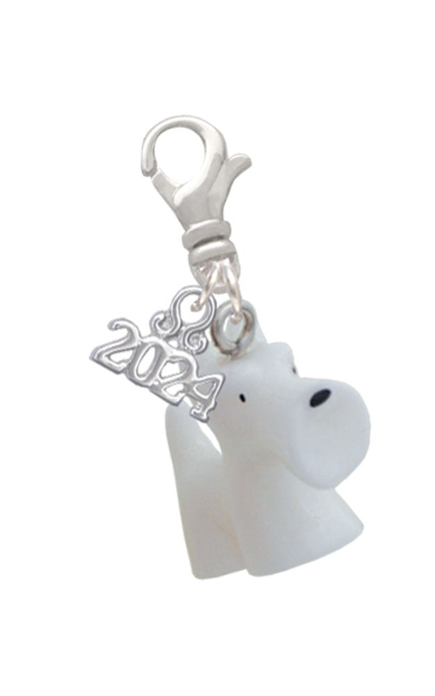 Delight Jewelry Resin White Scottie Dog Clip on Charm with Year 2024 Image 1