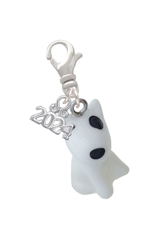 Delight Jewelry Resin White Bull Terrier Dog Clip on Charm with Year 2024 Image 1