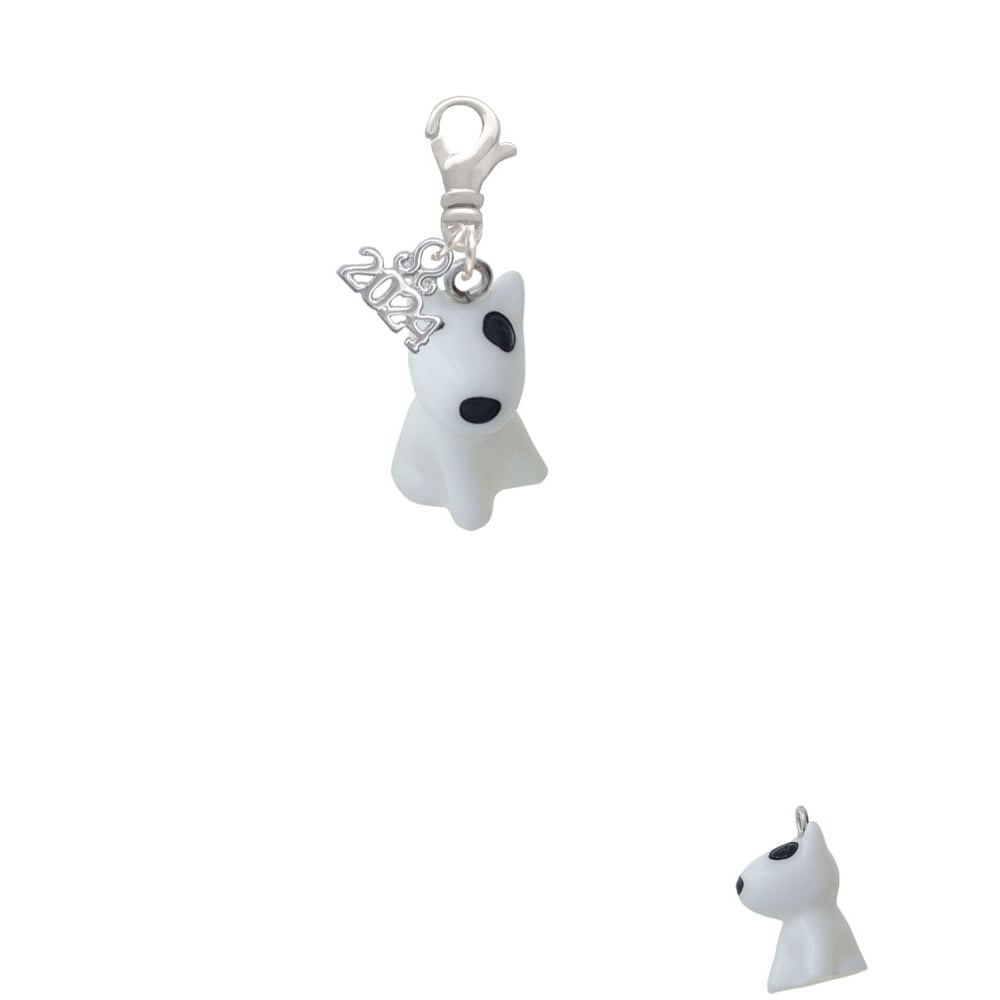 Delight Jewelry Resin White Bull Terrier Dog Clip on Charm with Year 2024 Image 2