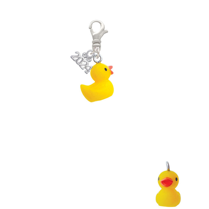 Delight Jewelry Resin Yellow Ducky Clip on Charm with Year 2024 Image 2
