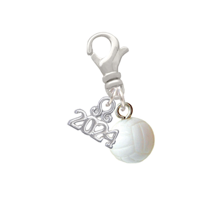 Delight Jewelry Resin Volleyball Clip on Charm with Year 2024 Image 1