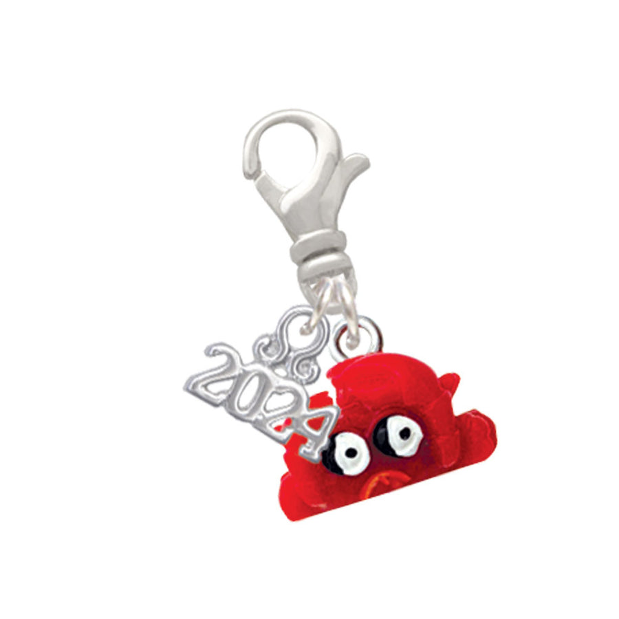 Delight Jewelry Resin Red Crab Clip on Charm with Year 2024 Image 1