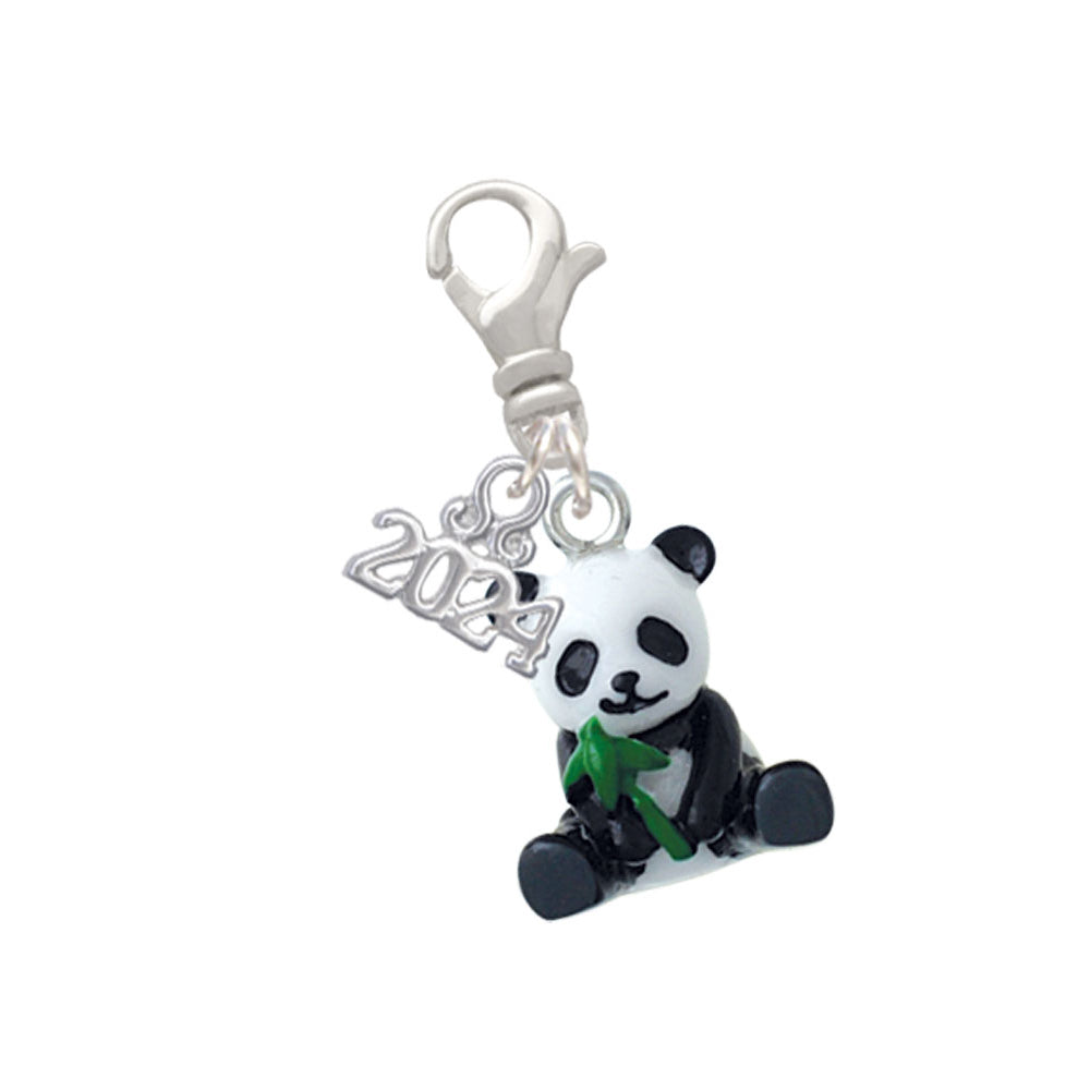 Delight Jewelry Resin Panda Bear Clip on Charm with Year 2024 Image 1