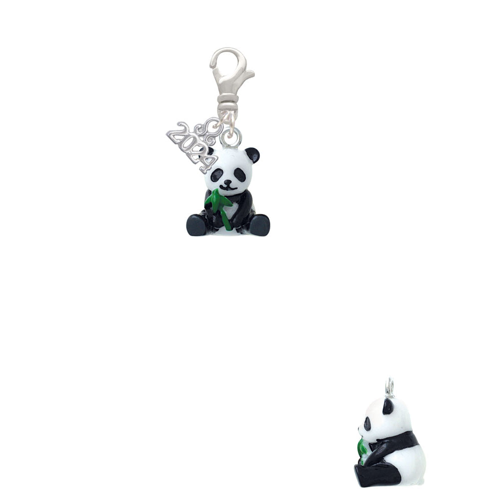 Delight Jewelry Resin Panda Bear Clip on Charm with Year 2024 Image 2
