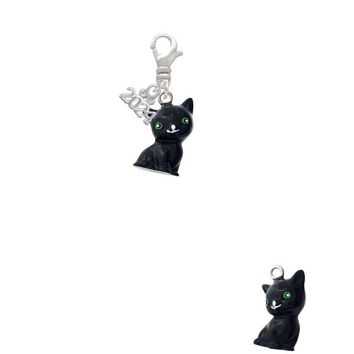 Delight Jewelry Resin Black Cat Clip on Charm with Year 2024 Image 2