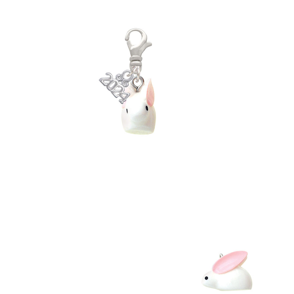 Delight Jewelry Resin White Big Ear Bunny Clip on Charm with Year 2024 Image 2