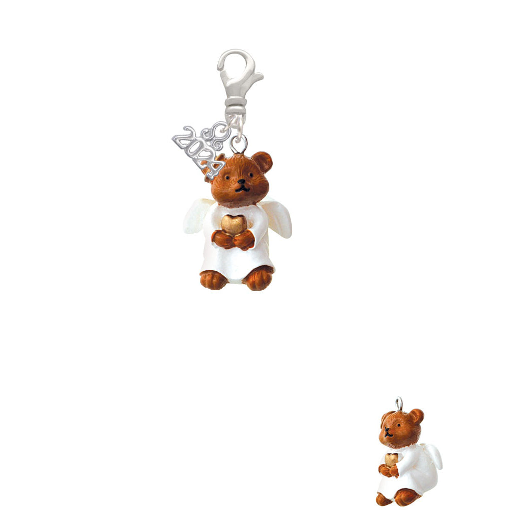 Delight Jewelry Resin Angel Bear Clip on Charm with Year 2024 Image 2