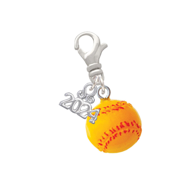 Delight Jewelry Resin 1/2" Softball Clip on Charm with Year 2024 Image 1