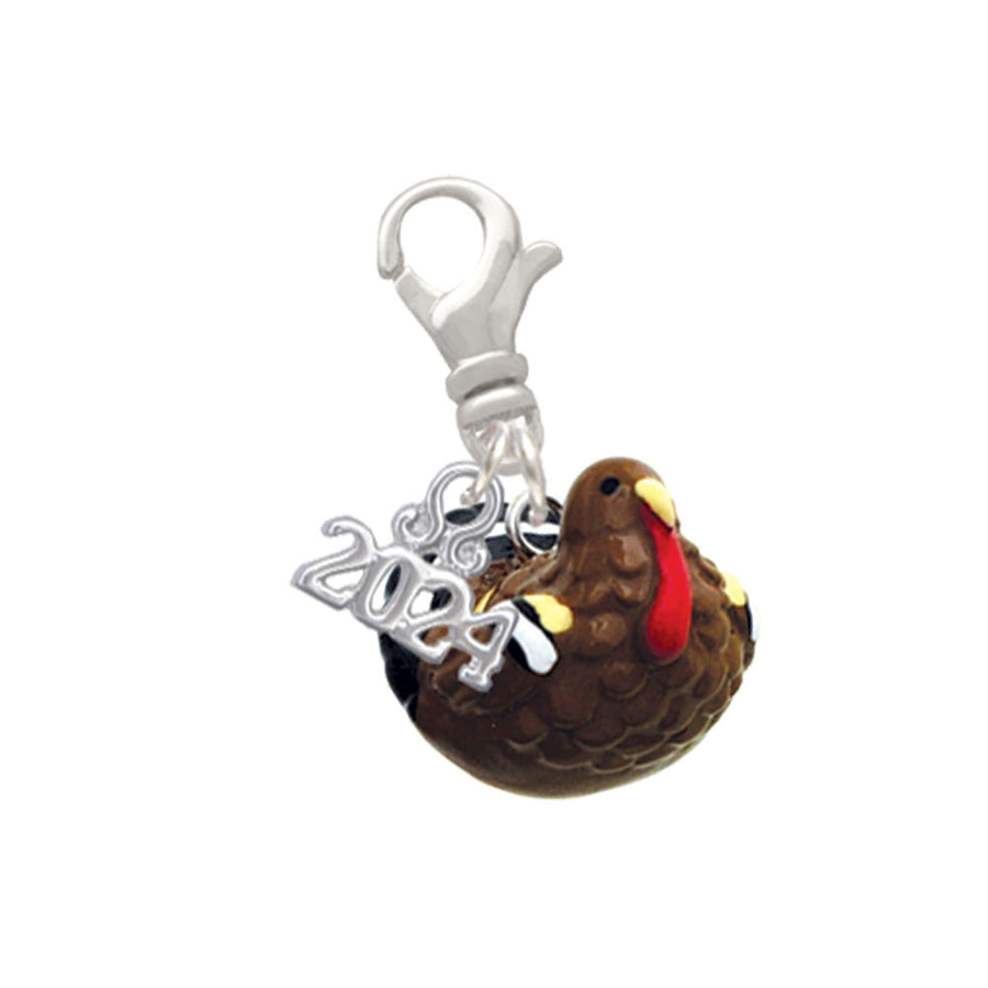 Delight Jewelry Resin Turkey Clip on Charm with Year 2024 Image 1