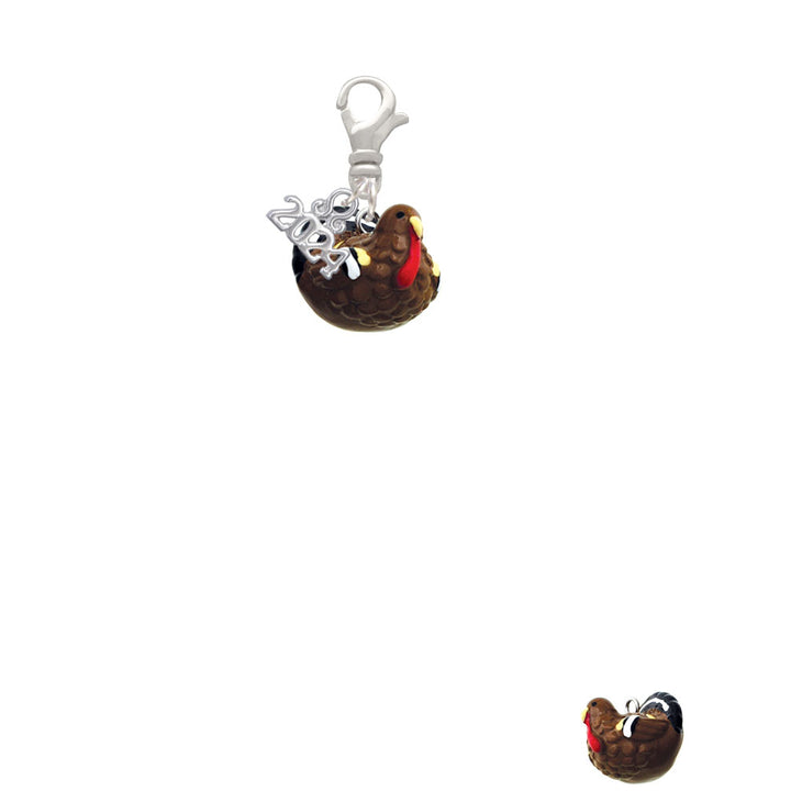 Delight Jewelry Resin Turkey Clip on Charm with Year 2024 Image 2