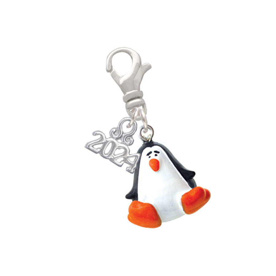 Delight Jewelry Resin Penguin Clip on Charm with Year 2024 Image 1