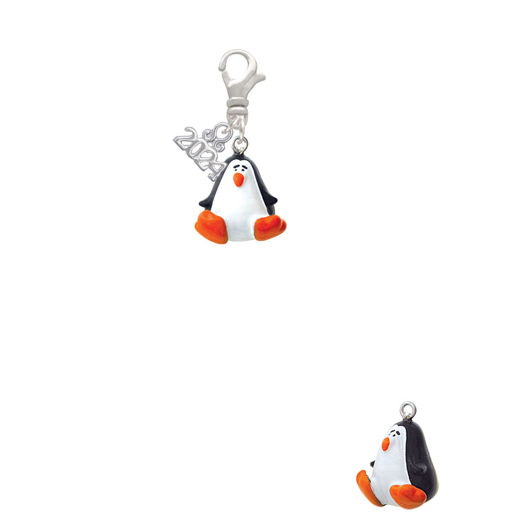 Delight Jewelry Resin Penguin Clip on Charm with Year 2024 Image 2