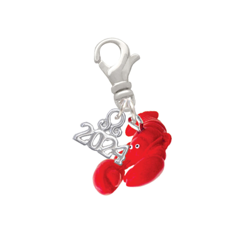 Delight Jewelry Resin Curved Red Lobster Clip on Charm with Year 2024 Image 1