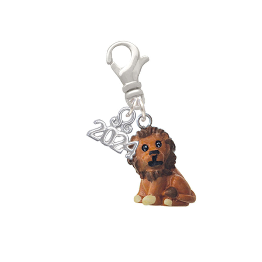 Delight Jewelry Resin Tan Lion Clip on Charm with Year 2024 Image 1