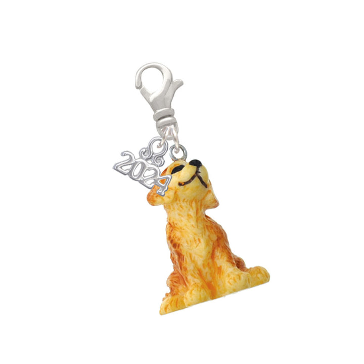 Delight Jewelry Resin Sitting Puppy Clip on Charm with Year 2024 Image 1