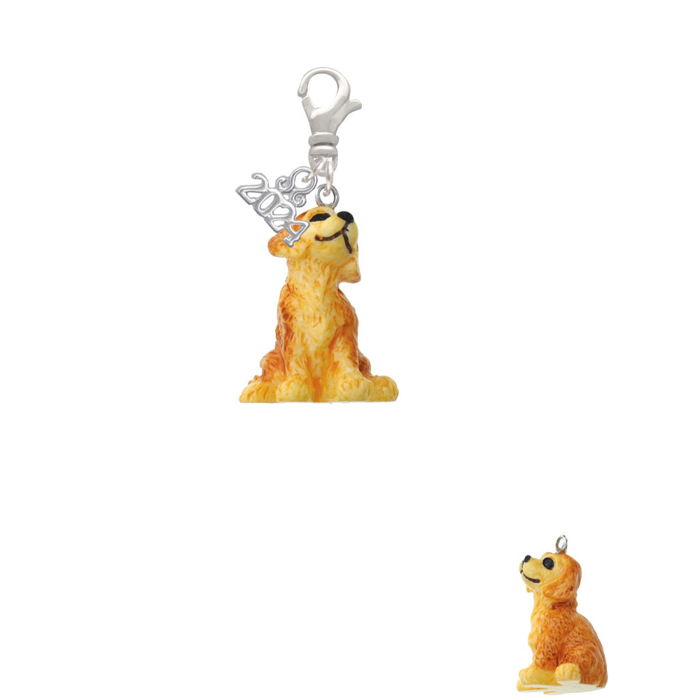 Delight Jewelry Resin Sitting Puppy Clip on Charm with Year 2024 Image 2