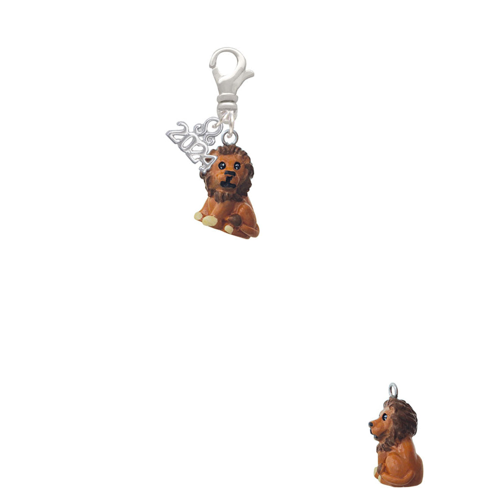 Delight Jewelry Resin Tan Lion Clip on Charm with Year 2024 Image 2