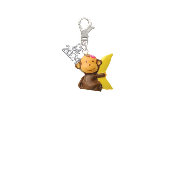 Delight Jewelry Resin Monkey Hugging a Banana Clip on Charm with Year 2024 Image 2