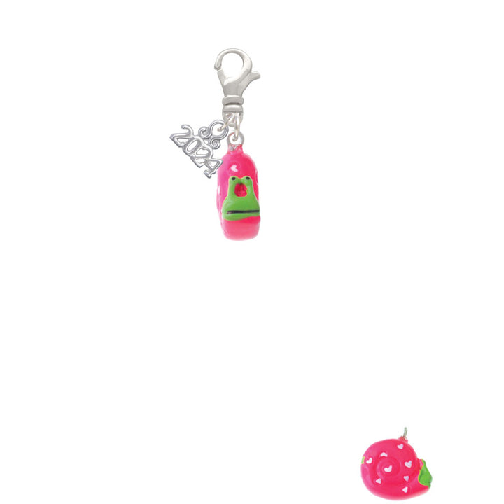 Delight Jewelry Resin Hot Pink Love Snail Clip on Charm with Year 2024 Image 2