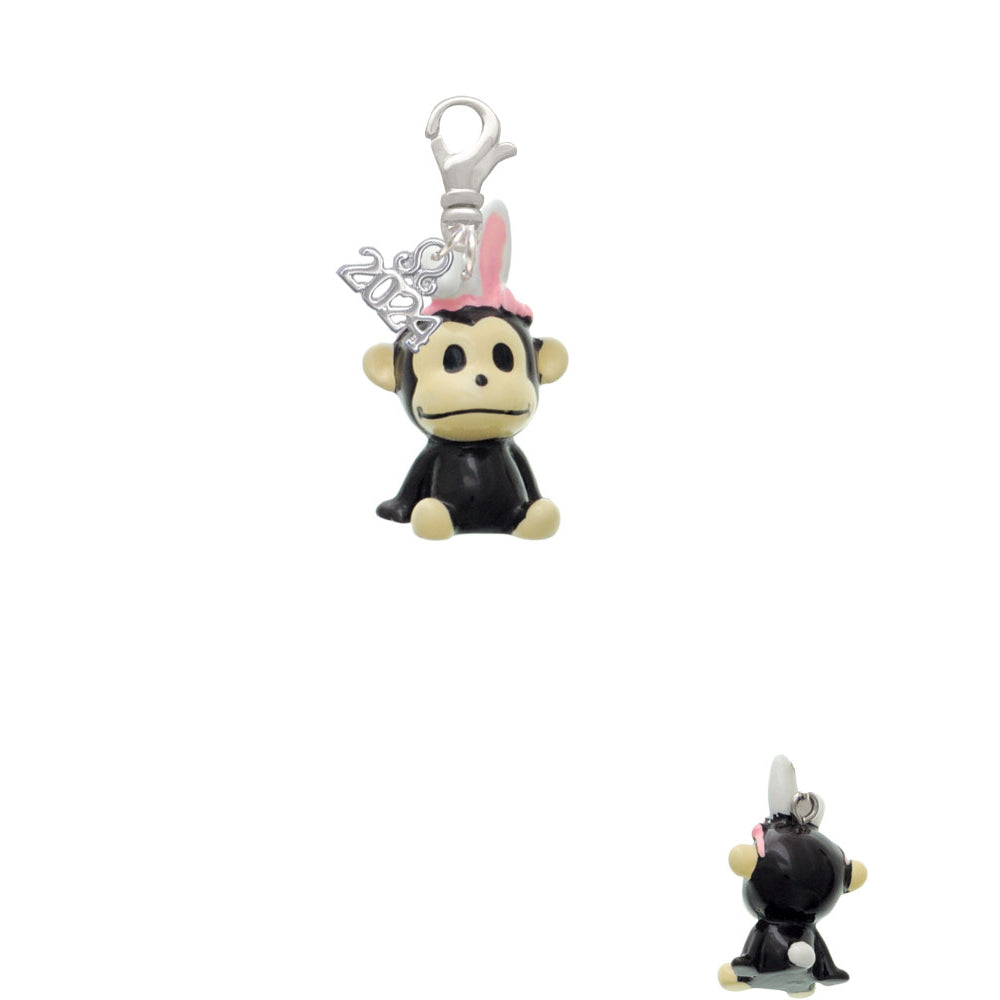Delight Jewelry Resin Monkey with Bunny Ears Clip on Charm with Year 2024 Image 2