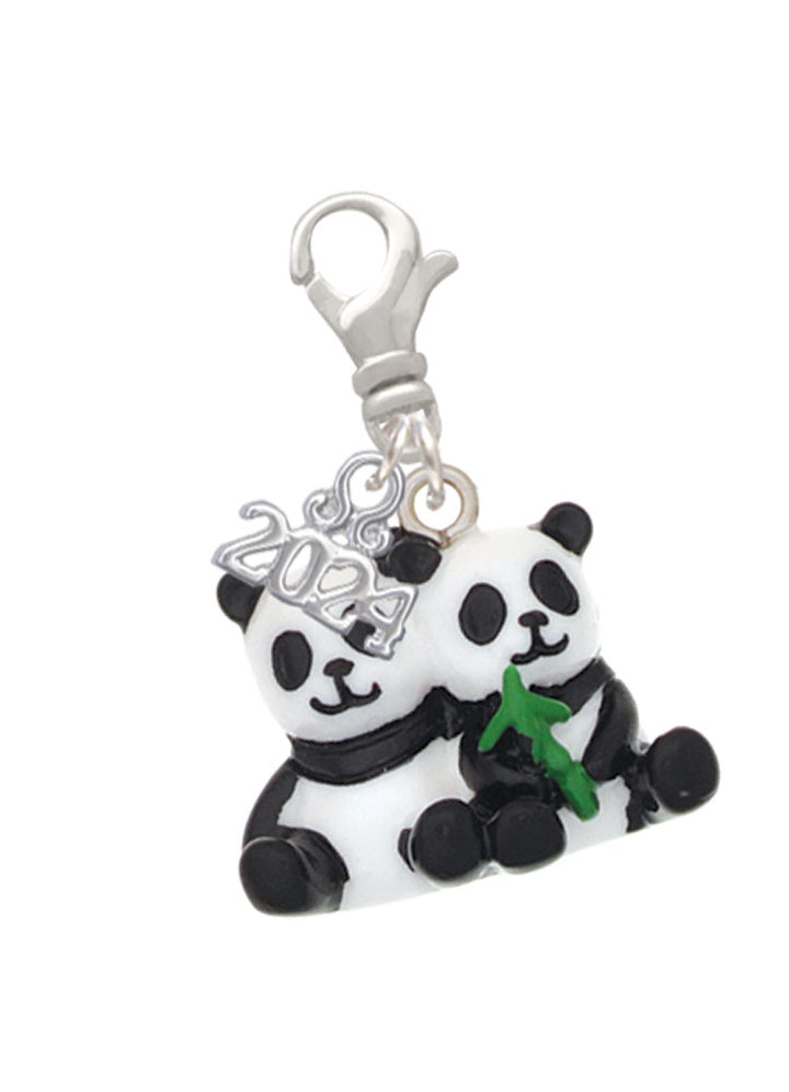 Delight Jewelry Resin Panda Bear Best Friends Clip on Charm with Year 2024 Image 1