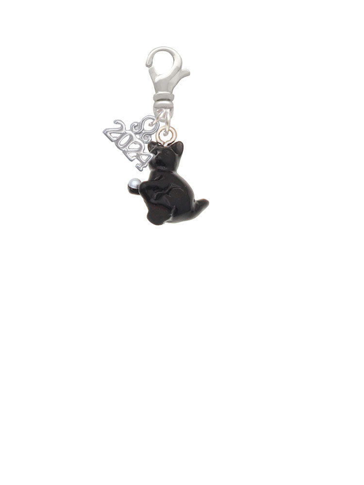 Delight Jewelry Resin Black Playing Cat Clip on Charm with Year 2024 Image 2