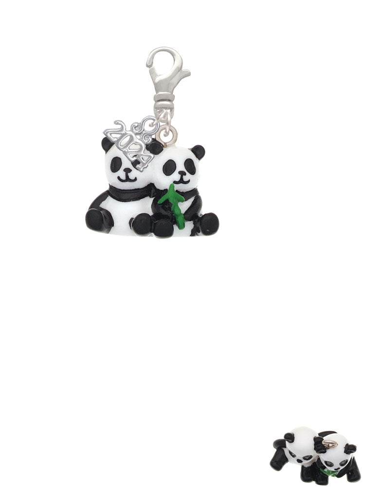 Delight Jewelry Resin Panda Bear Best Friends Clip on Charm with Year 2024 Image 2