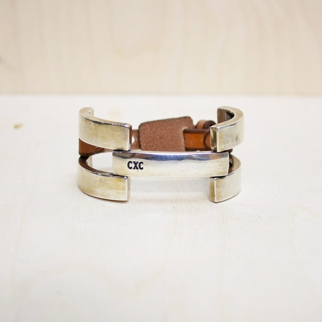 Camel Leather Double Hinge Bracelet Image 2