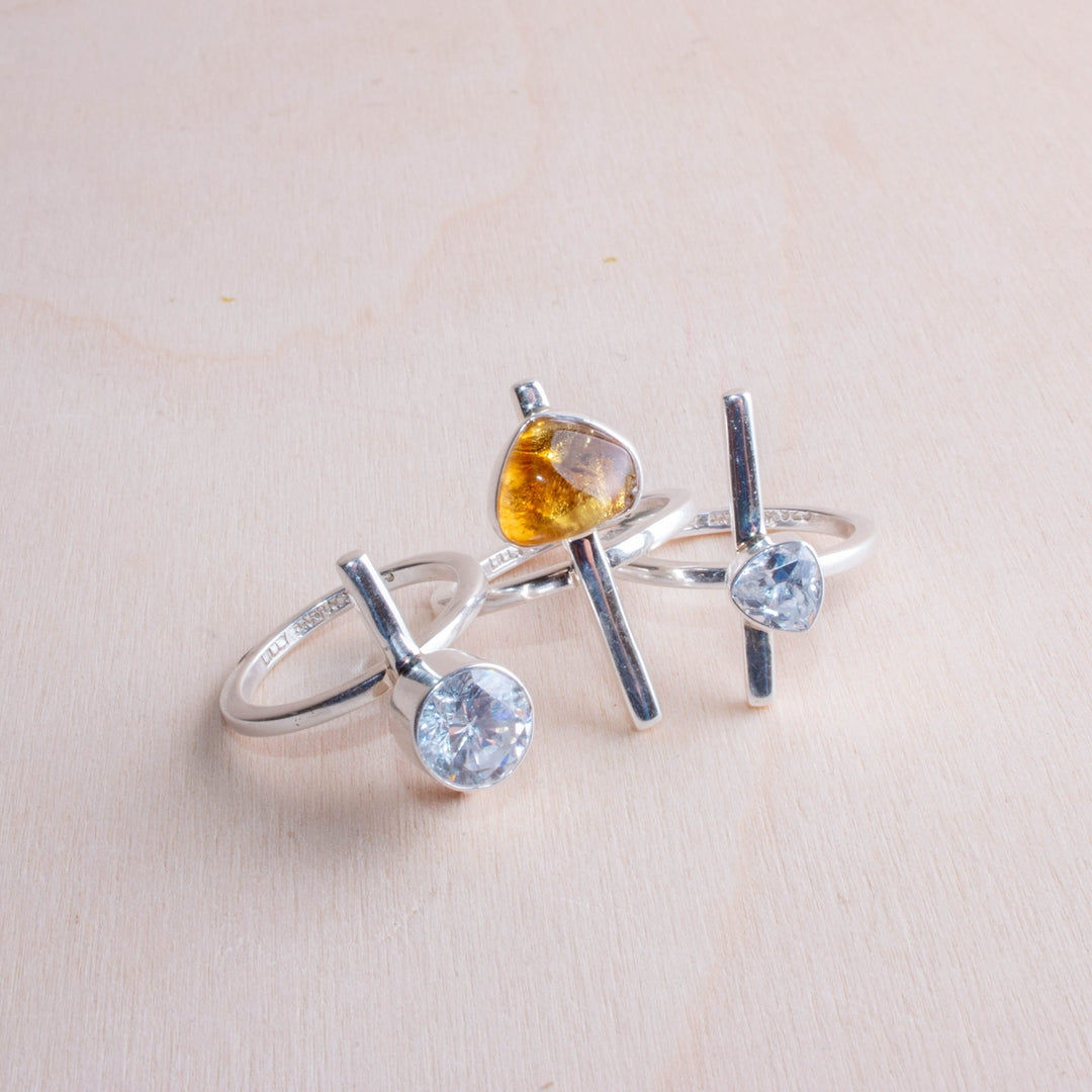 Citrine and Herkimer Stacking Rings Image 1