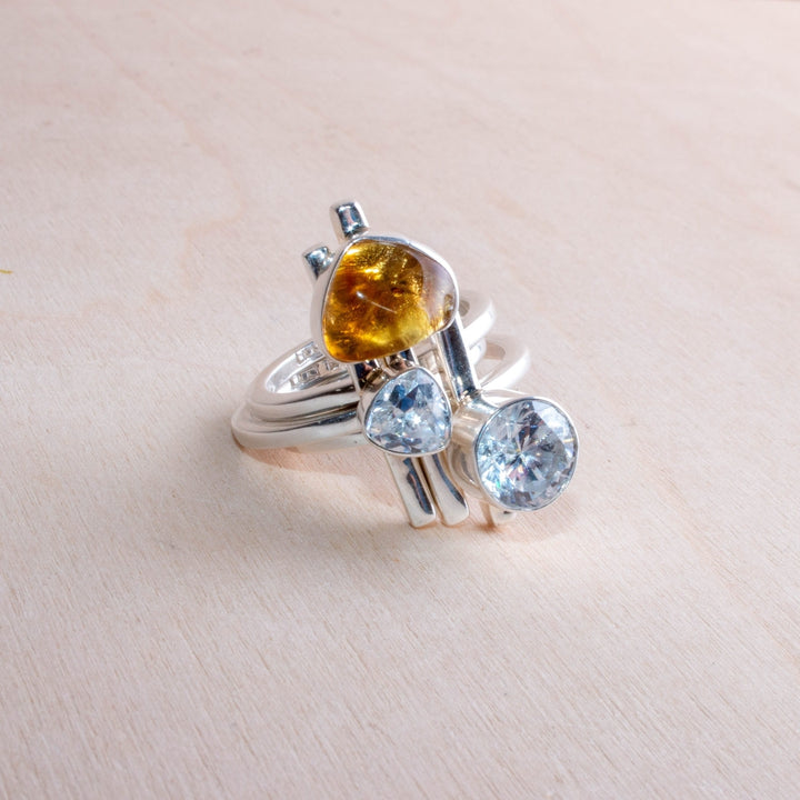 Citrine and Herkimer Stacking Rings Image 2