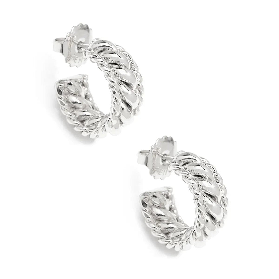 Double Braided Huggie Earring  Silver Image 1