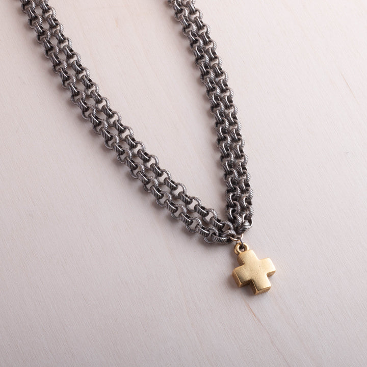 Double Chain Cross Necklace Image 1