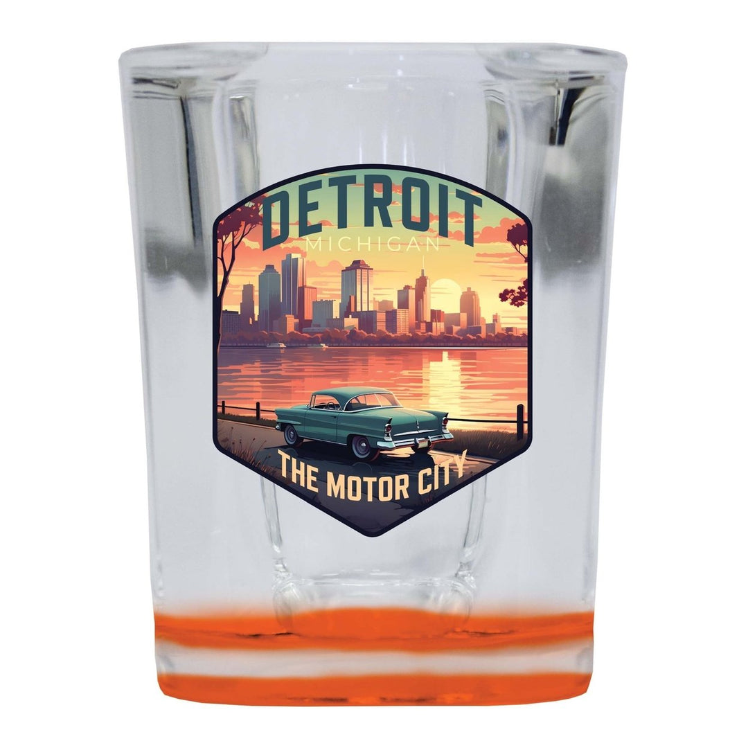 Detroit Michigan Design A Souvenir 2 Ounce Shot Glass Square Image 2