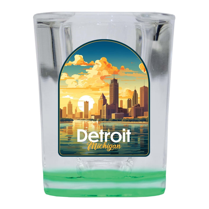 Detroit Michigan Design B Souvenir 2 Ounce Shot Glass Square Image 1