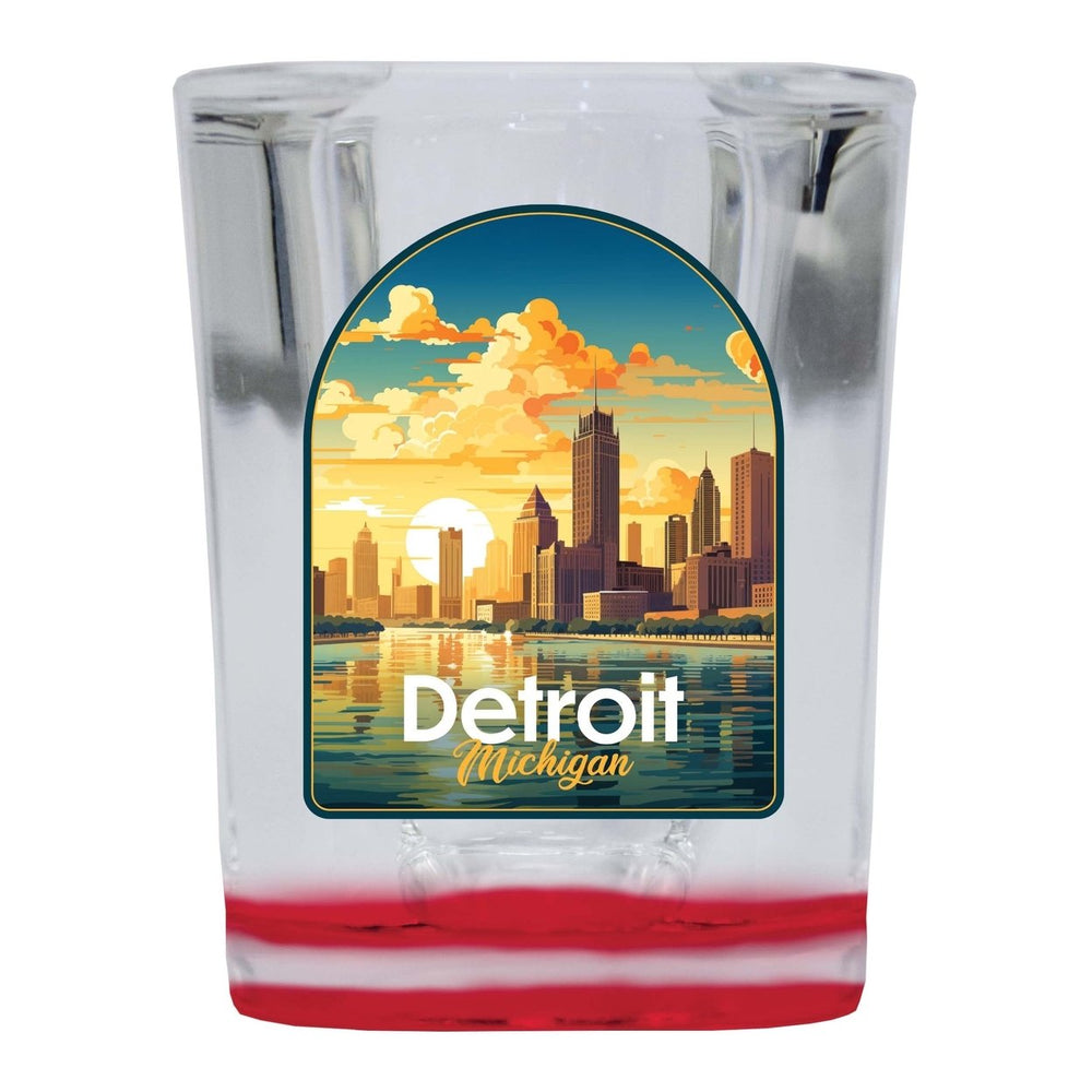 Detroit Michigan Design B Souvenir 2 Ounce Shot Glass Square Image 2