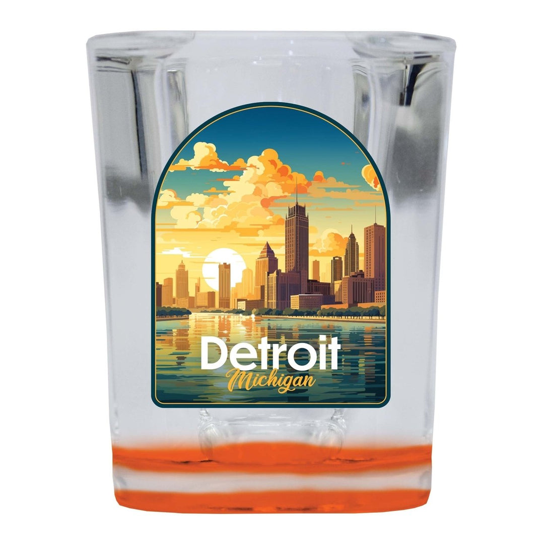 Detroit Michigan Design B Souvenir 2 Ounce Shot Glass Square Image 3