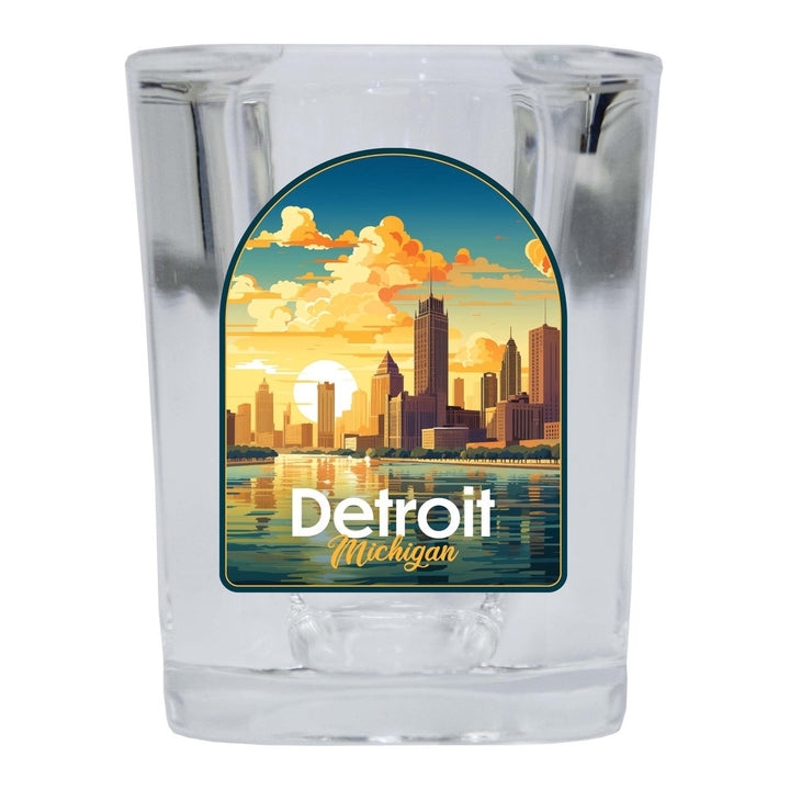 Detroit Michigan Design B Souvenir 2 Ounce Shot Glass Square Image 4