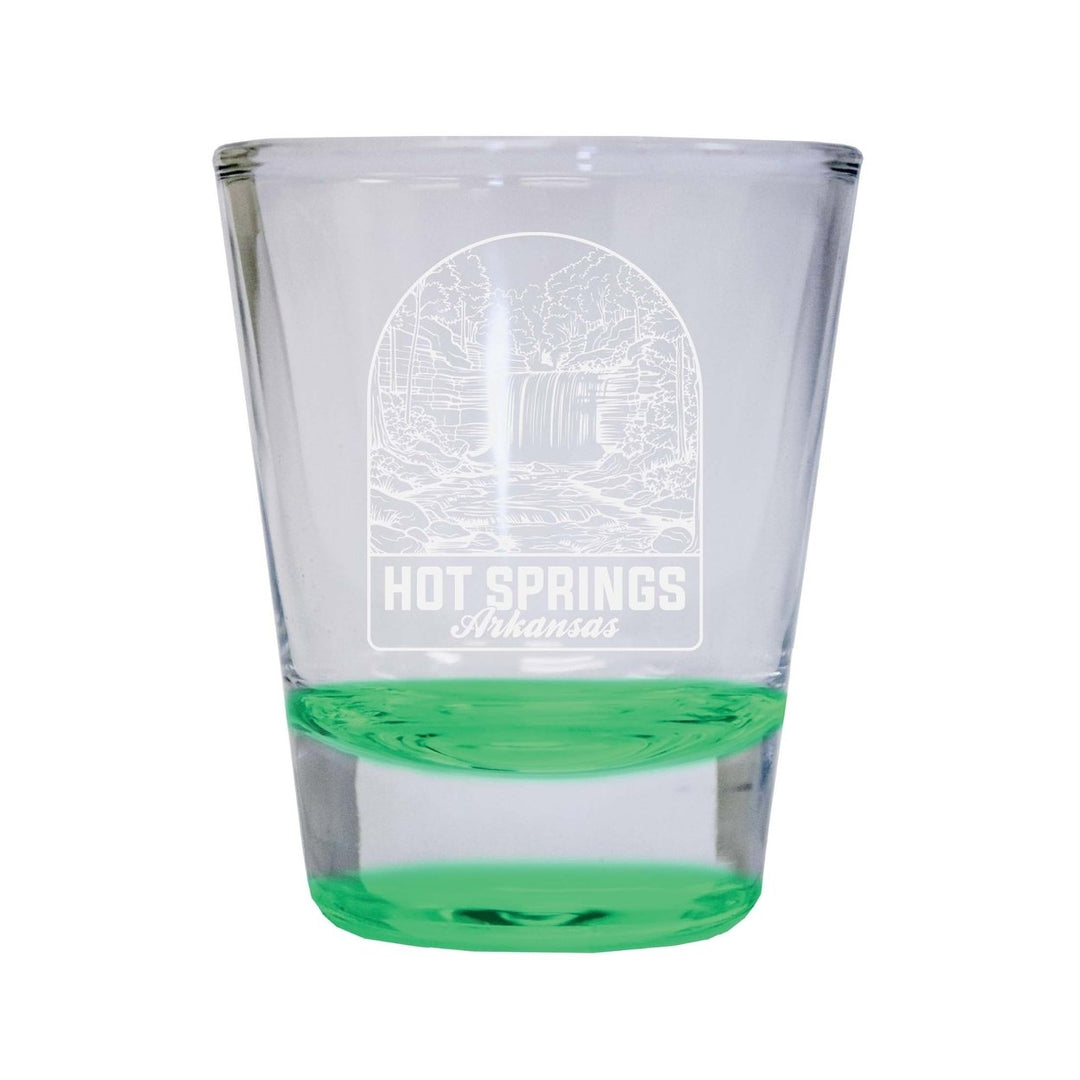 Hot Springs Arkansas Souvenir 2 Ounce Engraved Shot Glass Round Image 3