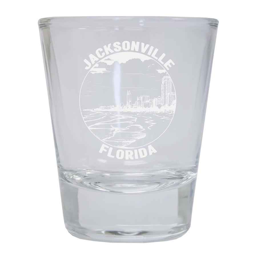 Jacksonville Florida Souvenir 2 Ounce Engraved Shot Glass Round Image 1