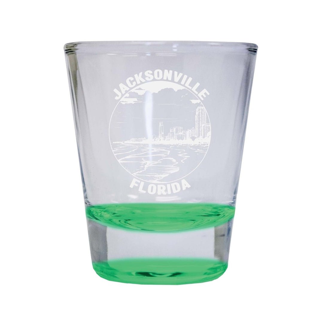 Jacksonville Florida Souvenir 2 Ounce Engraved Shot Glass Round Image 1