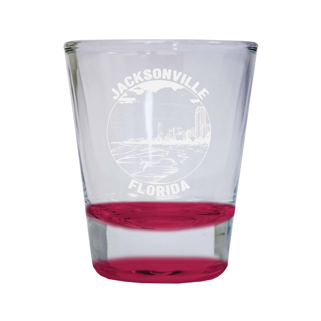 Jacksonville Florida Souvenir 2 Ounce Engraved Shot Glass Round Image 3