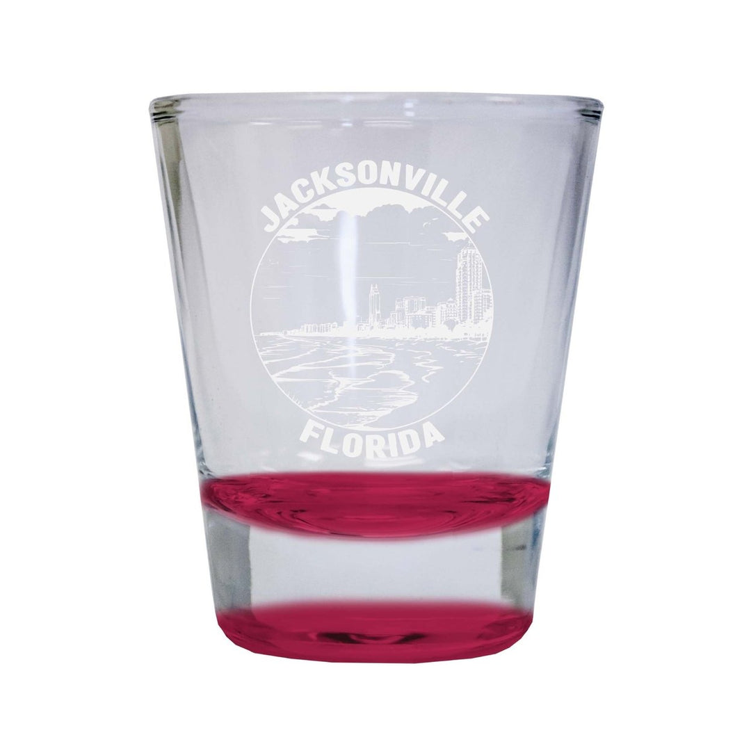 Jacksonville Florida Souvenir 2 Ounce Engraved Shot Glass Round Image 1