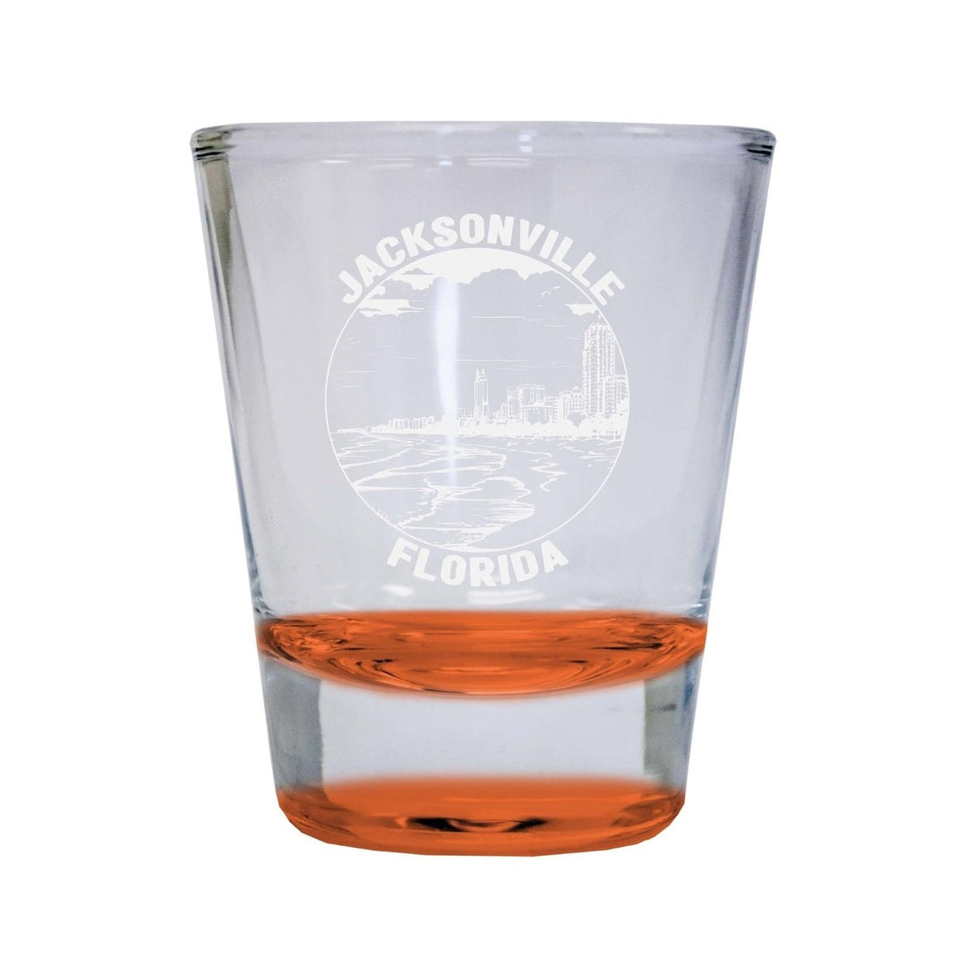 Jacksonville Florida Souvenir 2 Ounce Engraved Shot Glass Round Image 1