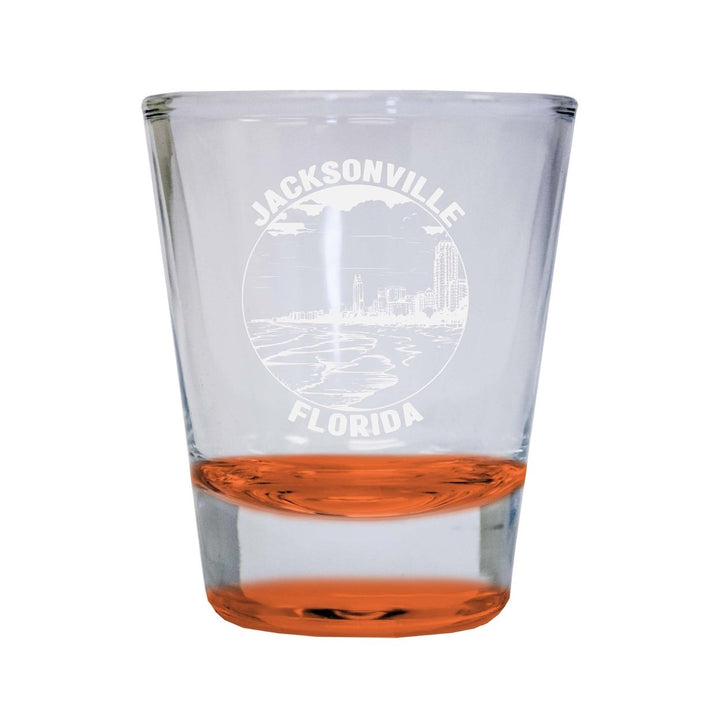 Jacksonville Florida Souvenir 2 Ounce Engraved Shot Glass Round Image 1