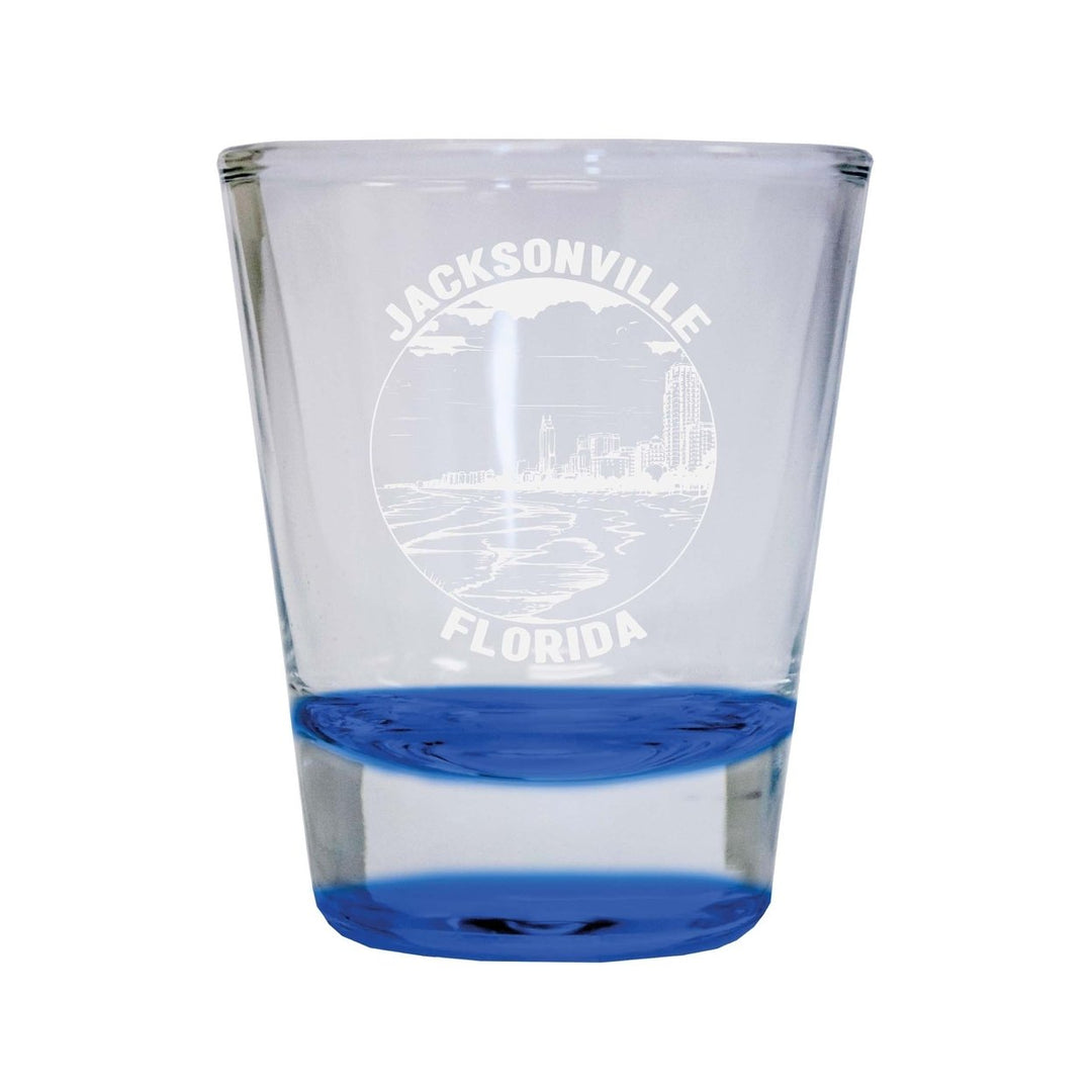 Jacksonville Florida Souvenir 2 Ounce Engraved Shot Glass Round Image 1