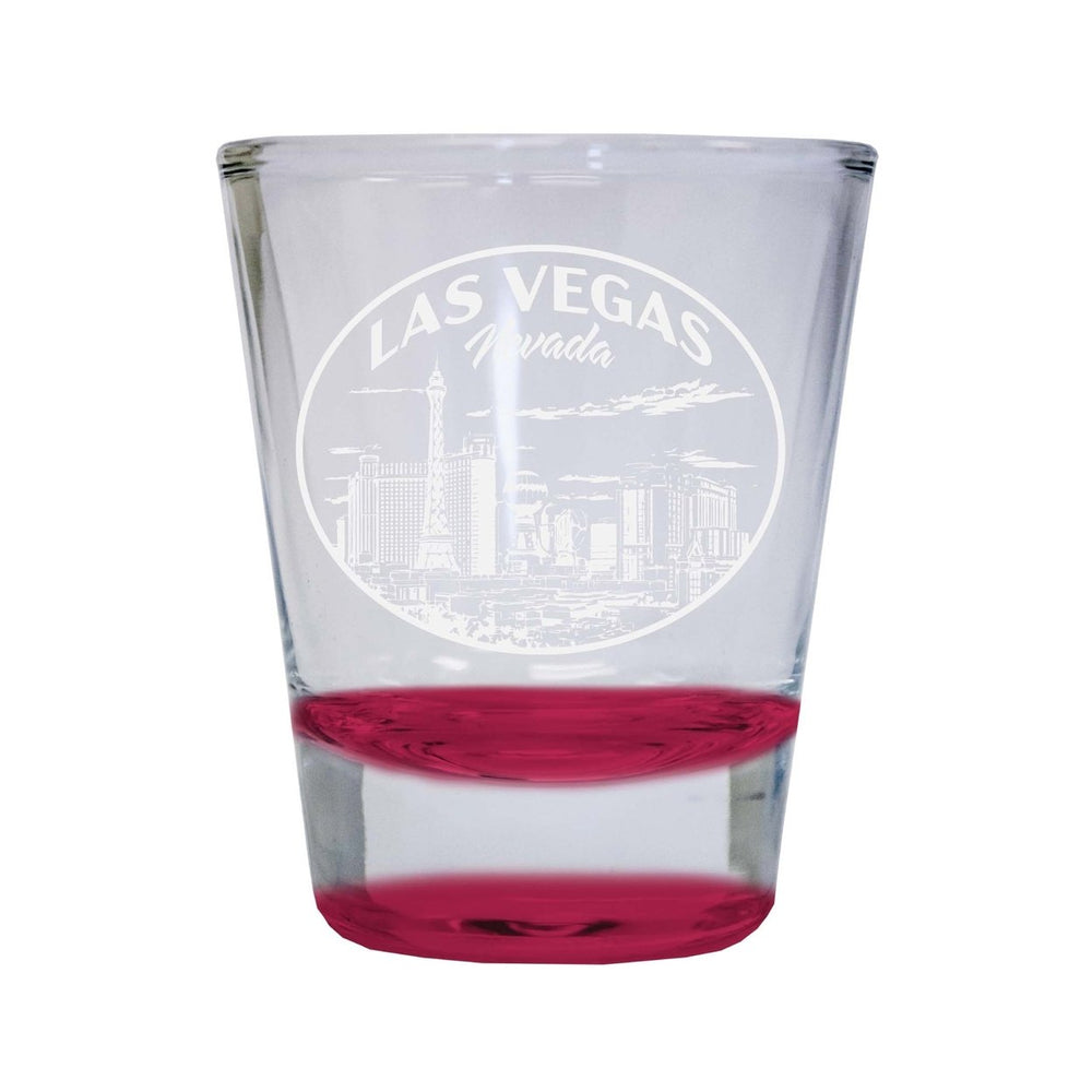 Las Vegas Nevada Souvenir 2 Ounce Engraved Shot Glass Round Image 2