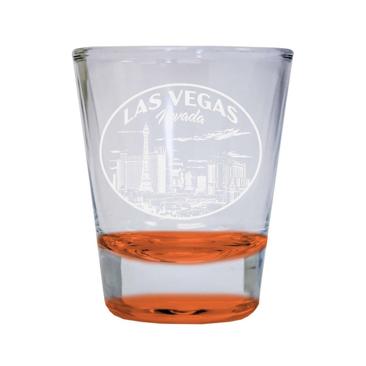 Las Vegas Nevada Souvenir 2 Ounce Engraved Shot Glass Round Image 3