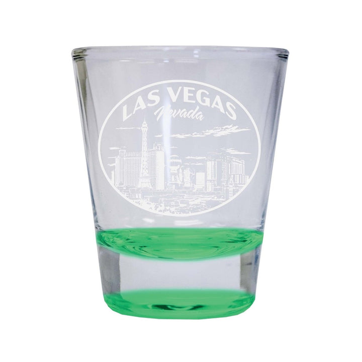 Las Vegas Nevada Souvenir 2 Ounce Engraved Shot Glass Round Image 4