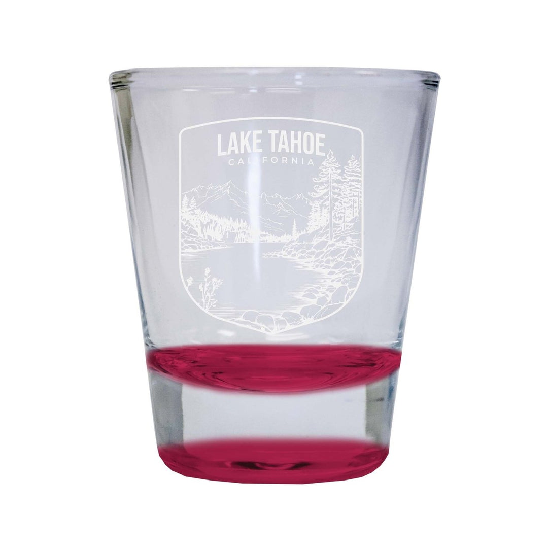 Lake Tahoe California Souvenir 2 Ounce Engraved Shot Glass Round Image 1