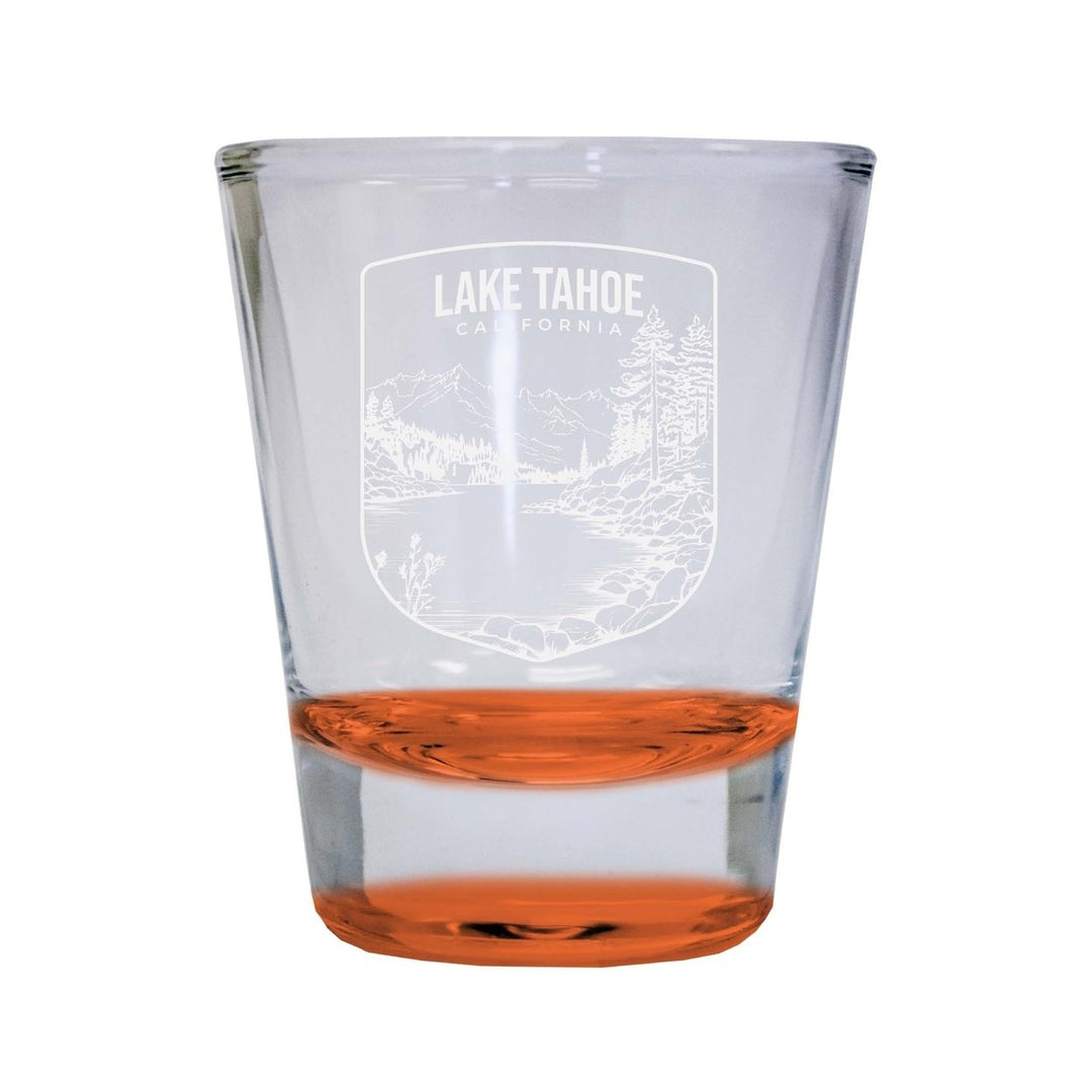Lake Tahoe California Souvenir 2 Ounce Engraved Shot Glass Round Image 1